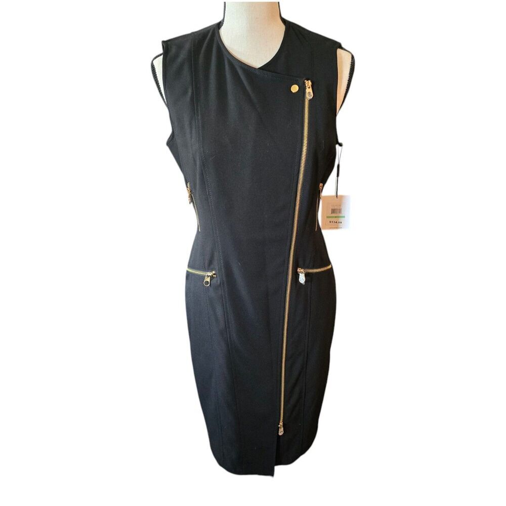 Calvin Klein Black Dress with Gold Accents